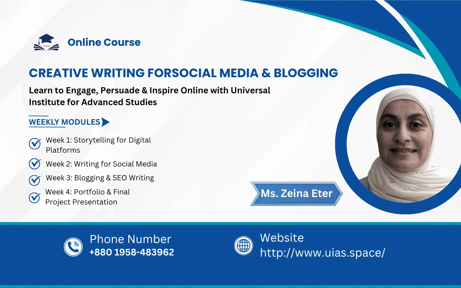 Creative Writing for Social Media & Blogging(Live Classroom – Book Your Seat Now)