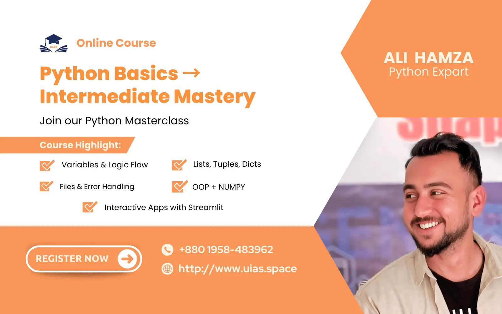 Python Basics to Intermediate Mastery(Live Classroom – Book Your Seat Now)