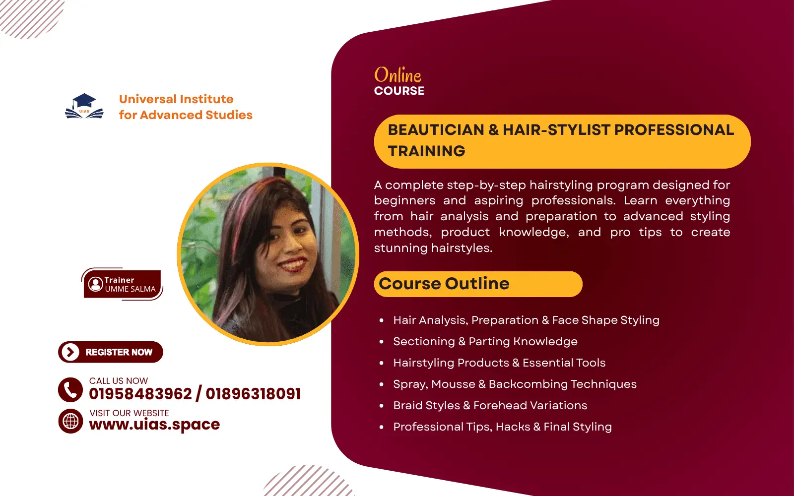 Beautician & Hair-Stylist Professional Training(Live Classroom – Book Your Seat Now)